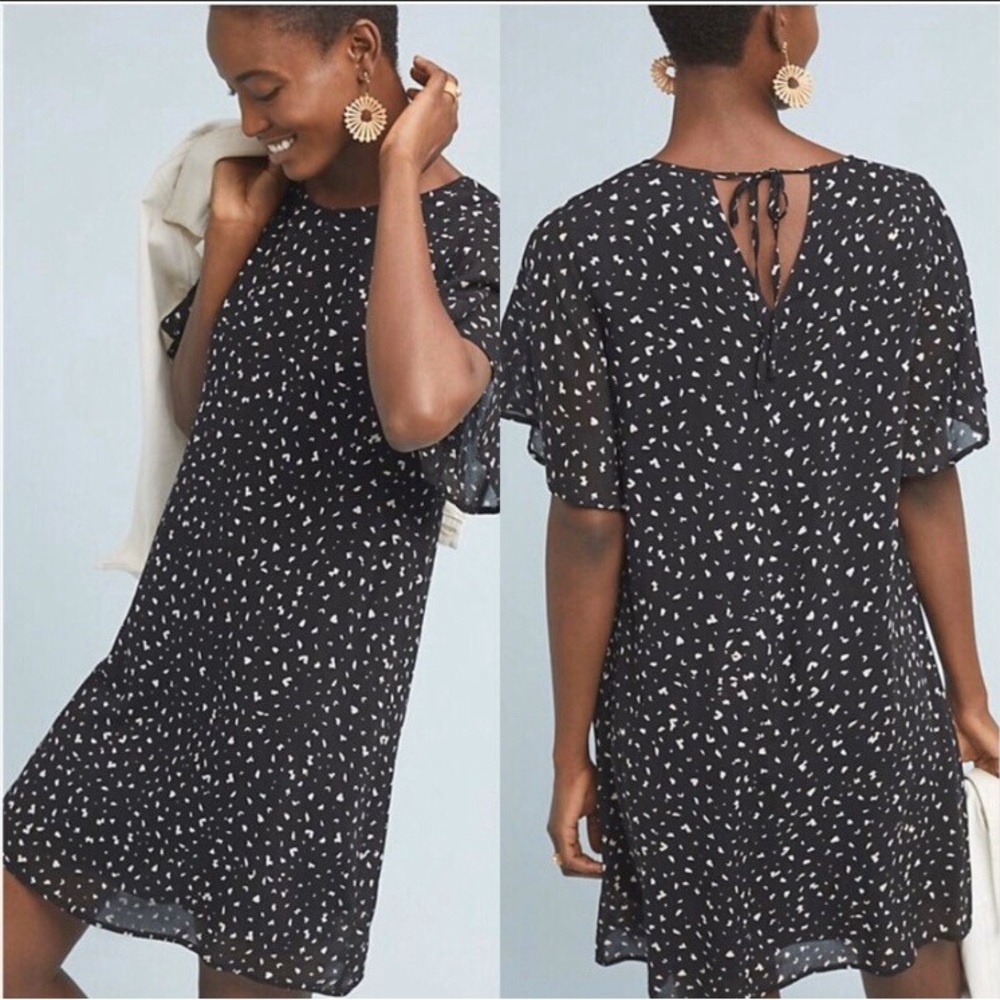 CLOTH & STONE Sweetheart Tunic Dress from Anthropologie in Black & White; XS
